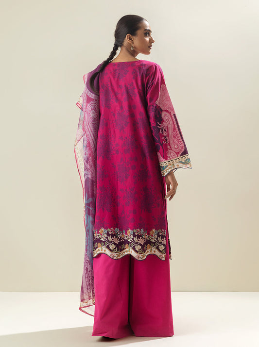 3 PIECE - EMBROIDERED LAWN SUIT - MAGENTA MUSE MORBAGH SU_23   