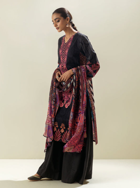 3 PIECE - EMBROIDERED LAWN SUIT - EBONY MYSTERY MORBAGH SU_23   