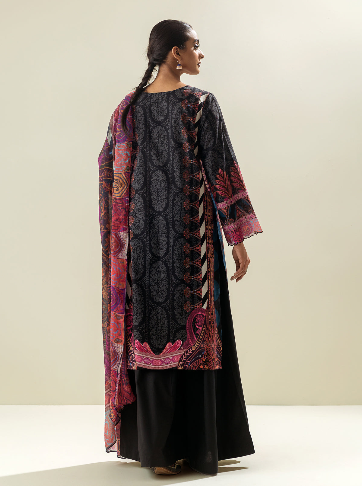 3 PIECE - EMBROIDERED LAWN SUIT - EBONY MYSTERY MORBAGH SU_23   