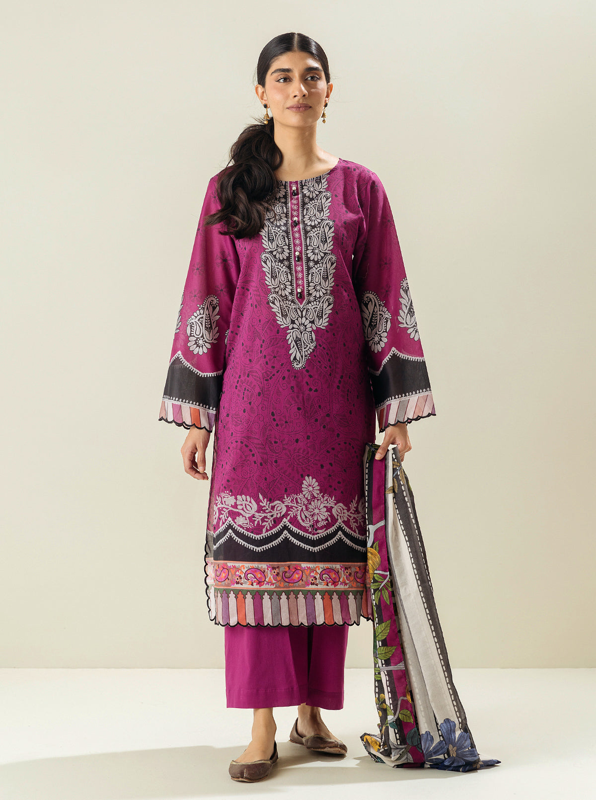 3 PIECE - PRINTED LAWN SUIT - DRAGON FRUIT DREAMS MORBAGH SU_23   