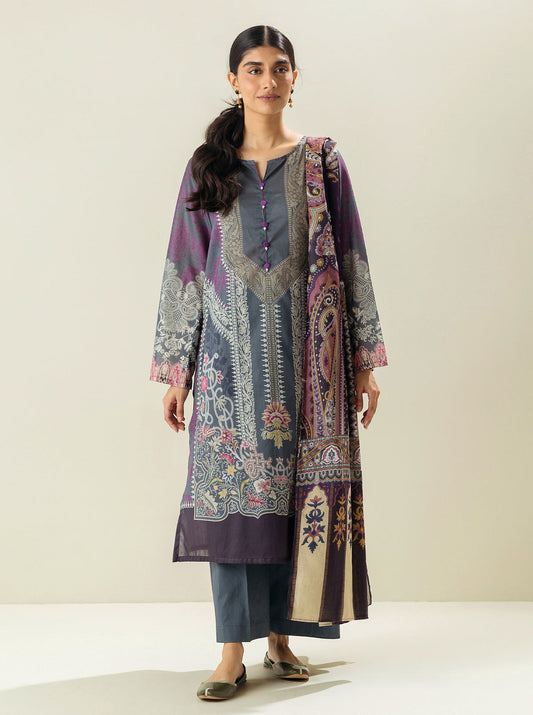 3 PIECE - PRINTED LAWN SUIT - ROYAL FORM MORBAGH SU_23   
