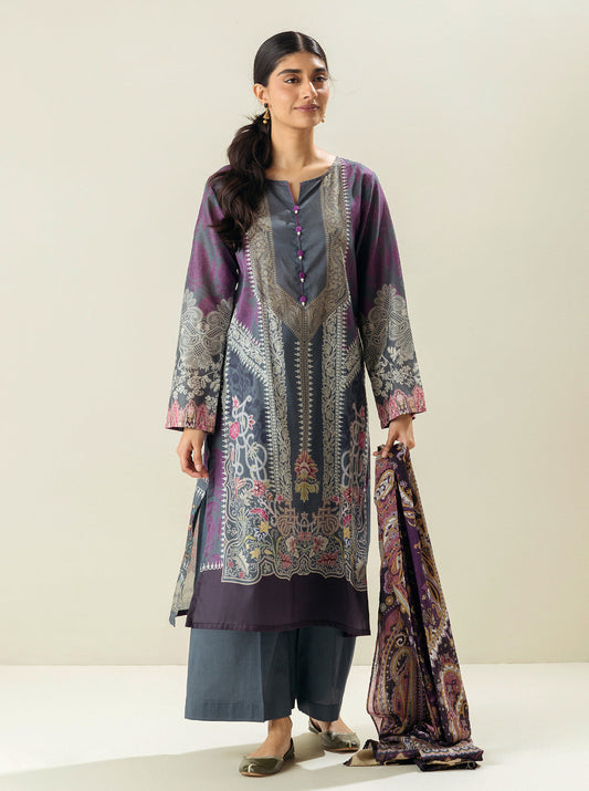 3 PIECE - PRINTED LAWN SUIT - ROYAL FORM MORBAGH SU_23   