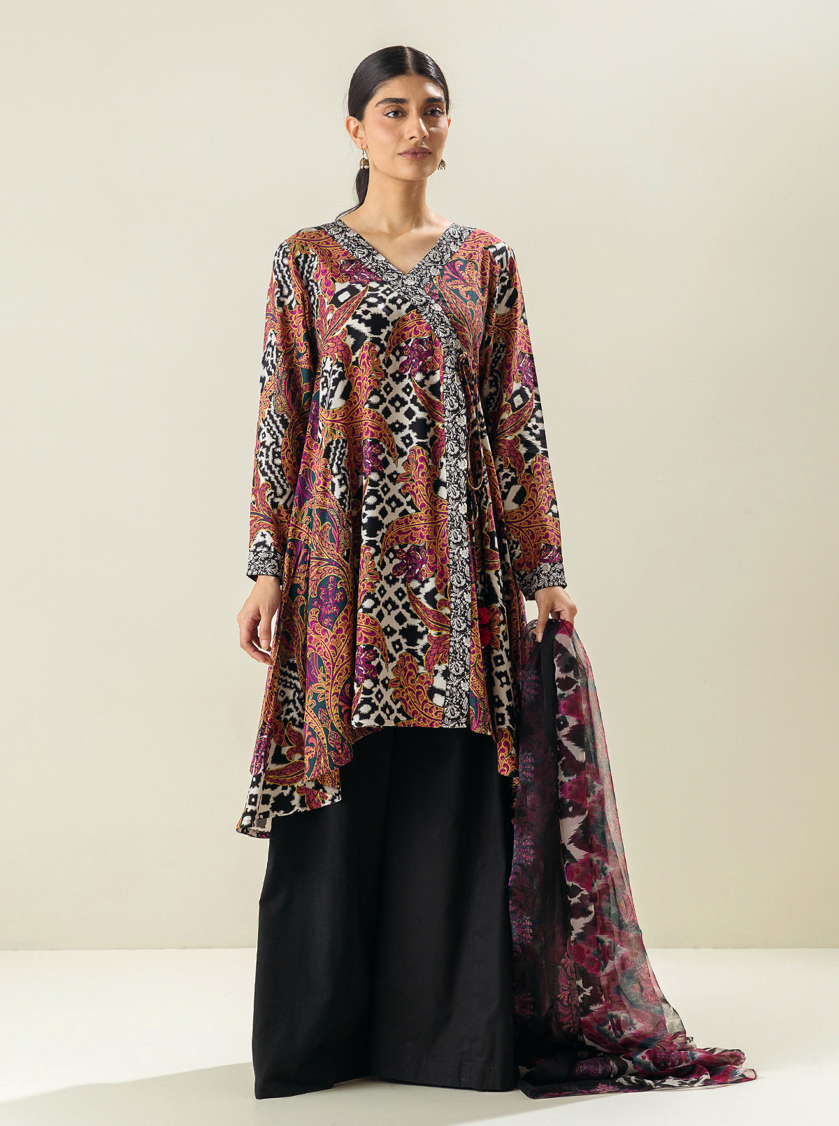 3 PIECE - PRINTED LAWN SUIT - EXOTIC LEAF MORBAGH SU_23   