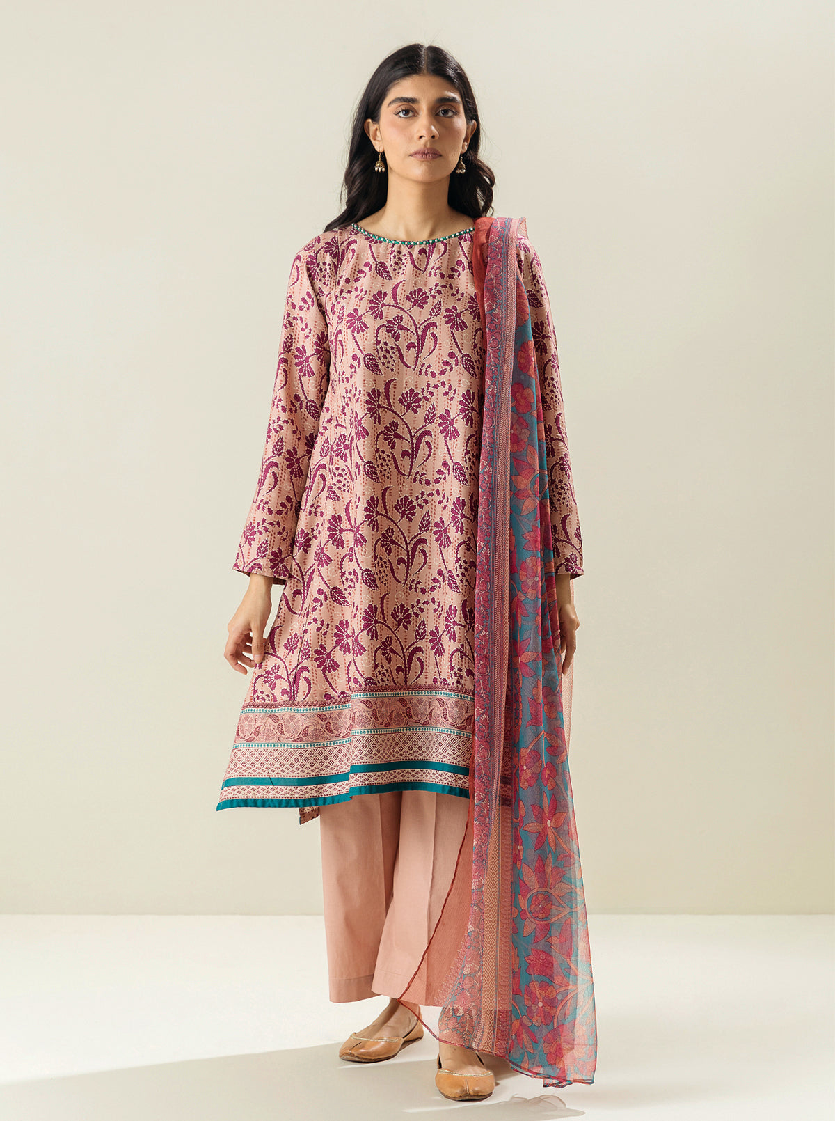 3 PIECE - PRINTED LAWN SUIT - STRAWBERRY PASSION MORBAGH SU_23   