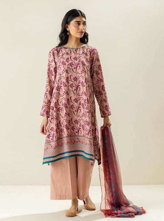 3 PIECE - PRINTED LAWN SUIT - STRAWBERRY PASSION MORBAGH SU_23   
