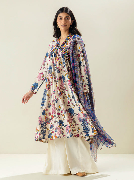 3 PIECE - PRINTED VISCOSE SUIT - CREME DE LA CREME MORBAGH SU_23   