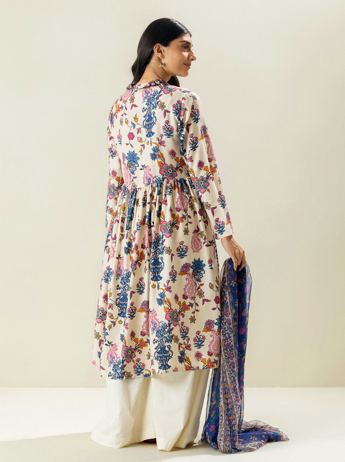 3 PIECE - PRINTED VISCOSE SUIT - CREME DE LA CREME MORBAGH SU_23   