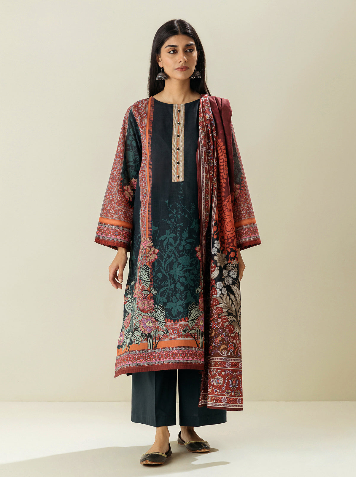 3 PIECE - PRINTED LAWN SUIT - MODERN WEAVES MORBAGH SU_23   
