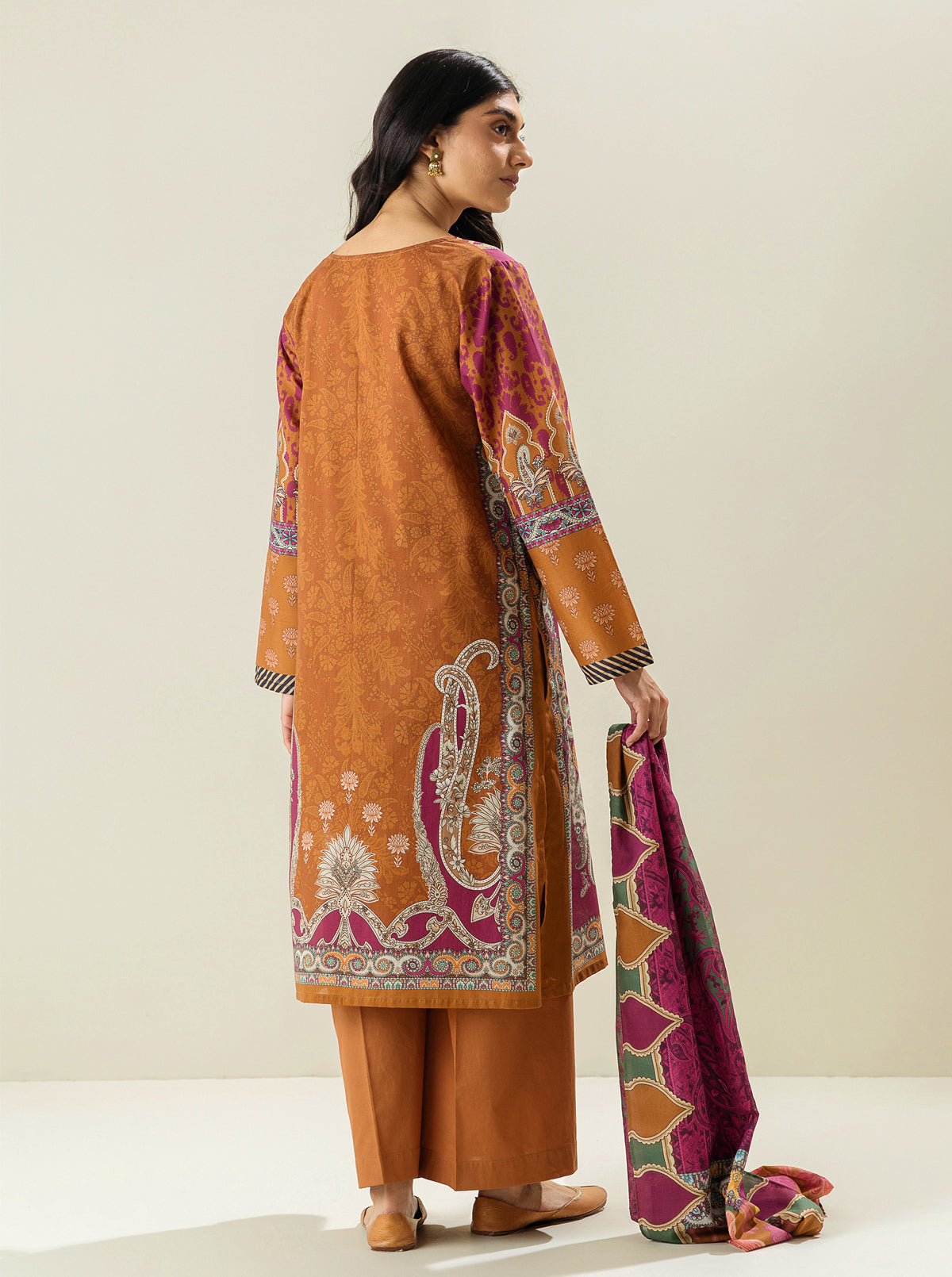 3 PIECE - PRINTED LAWN SUIT - SUNSET OBLIVION MORBAGH SU_23   