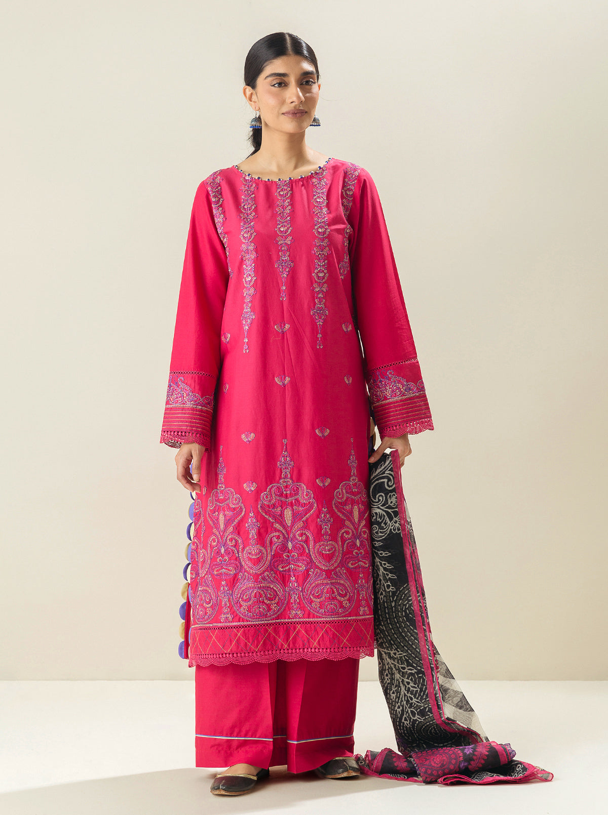 3 PIECE - EMBROIDERED LAWN SUIT - FUCHSIA GRACE MORBAGH SU_23   