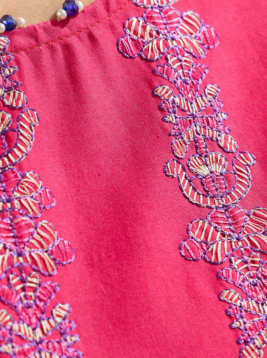 3 PIECE - EMBROIDERED LAWN SUIT - FUCHSIA GRACE MORBAGH SU_23   