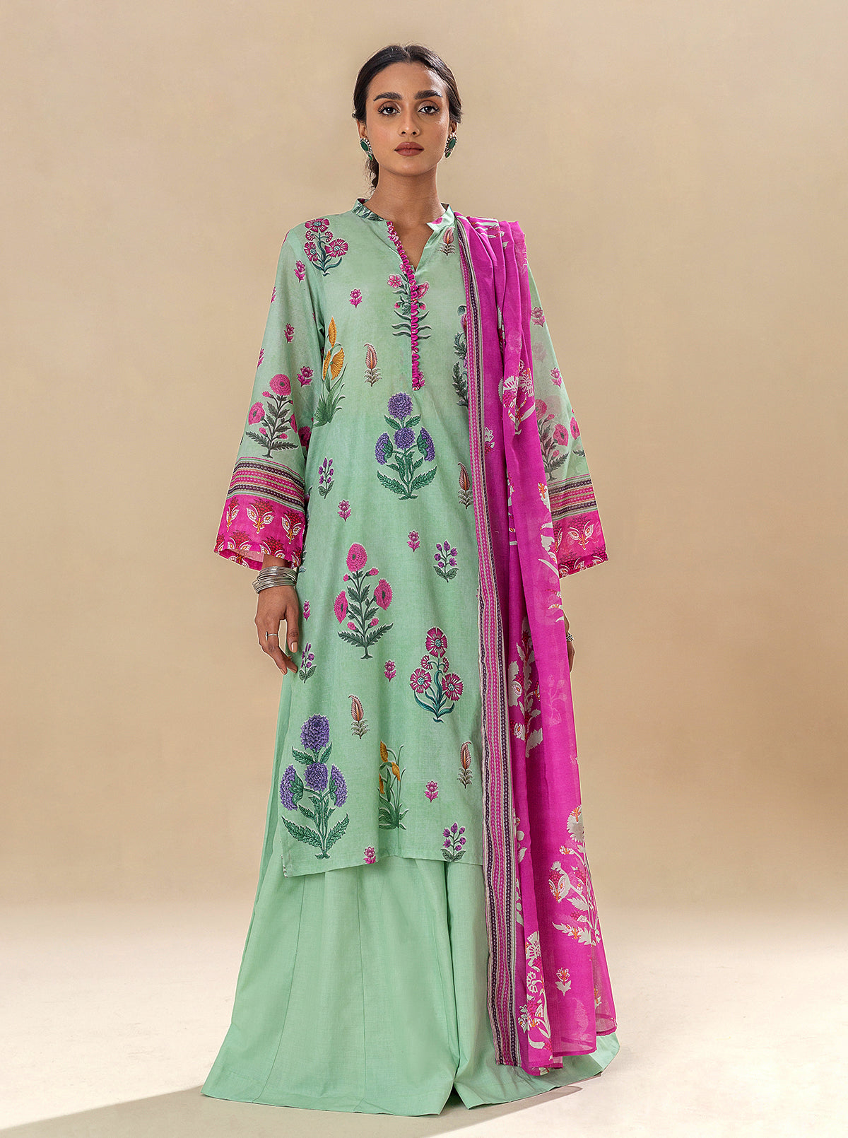 2 PIECE PRINTED LAWN SUIT-MUGHAL ACCENTS BT-MORBAGH SU_24   