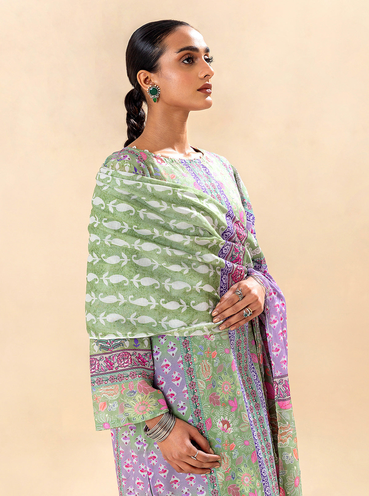 2 PIECE PRINTED LAWN SUIT-EVERGREEN AURA BT-MORBAGH SU_24   