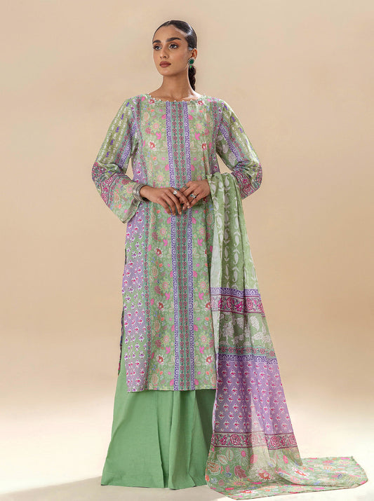 2 PIECE PRINTED LAWN SUIT-EVERGREEN AURA BT-MORBAGH SU_24   