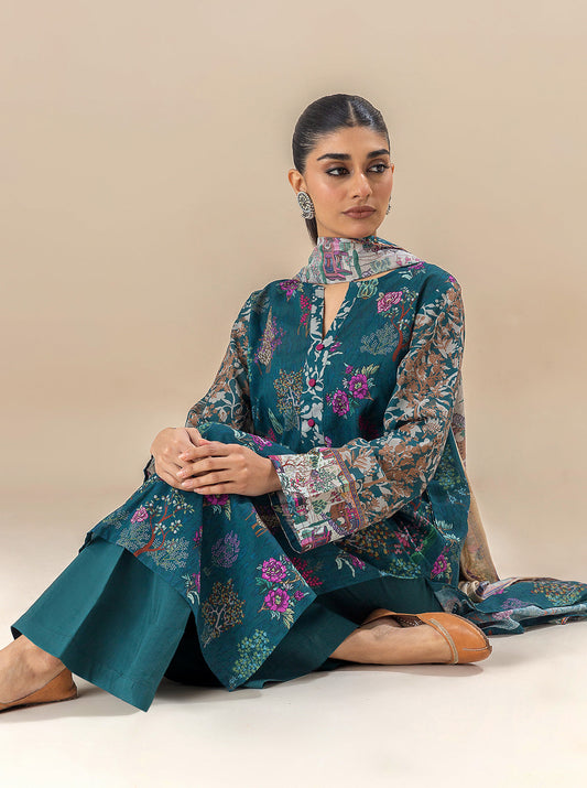 3 PIECE PRINTED LAWN SUIT-SERENITY GREENS MORBAGH SU_24   