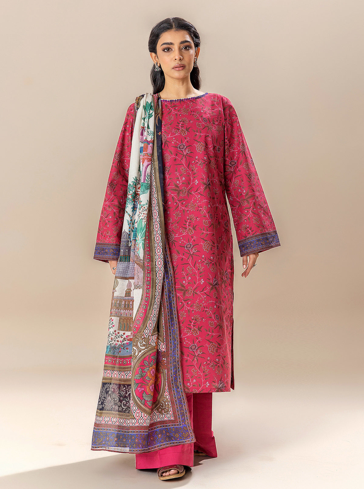 3 PIECE PRINTED LAWN SUIT-BAKED APPLE BT-MORBAGH SU_24   