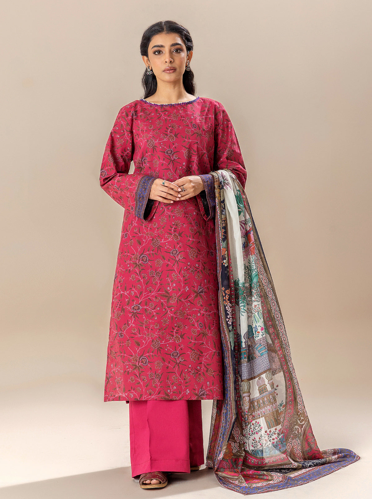 3 PIECE PRINTED LAWN SUIT-BAKED APPLE BT-MORBAGH SU_24   