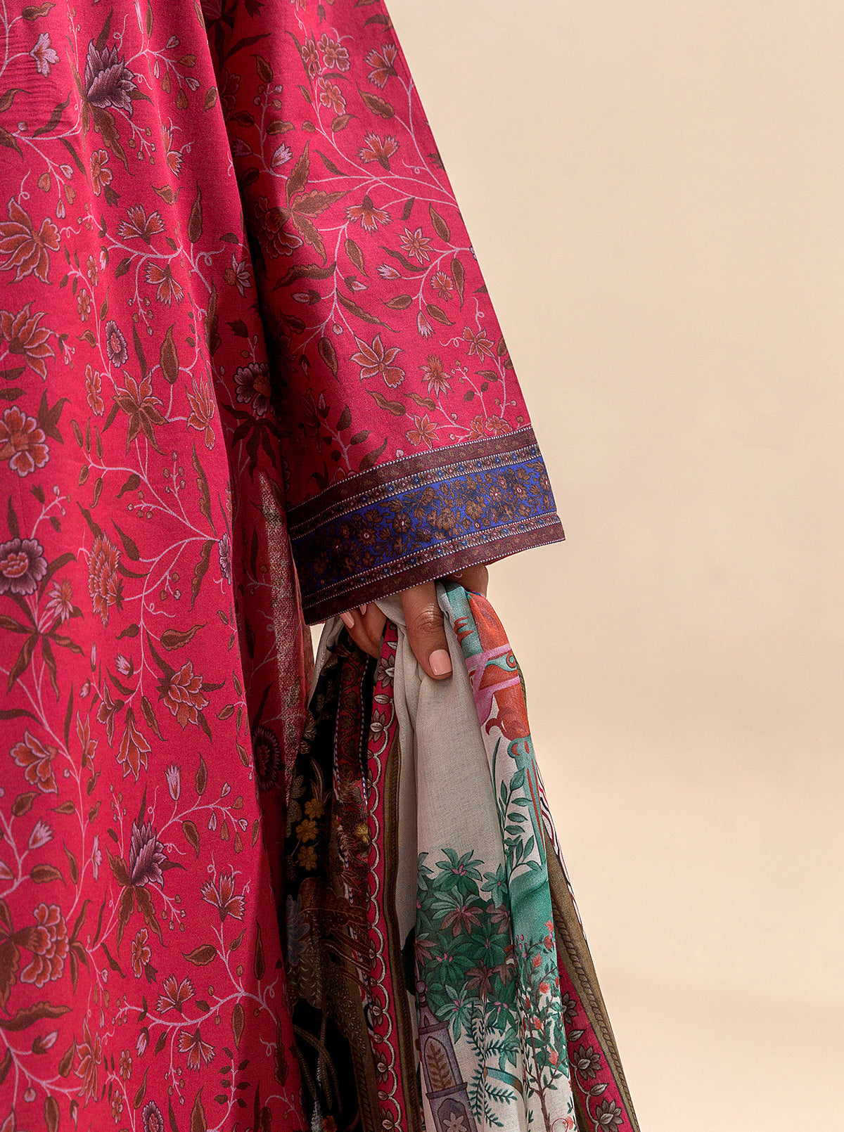 3 PIECE PRINTED LAWN SUIT-BAKED APPLE BT-MORBAGH SU_24   