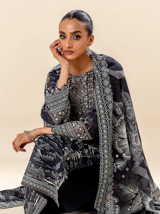 3 PIECE PRINTED LAWN SUIT-EBONY STREAMS BT-MORBAGH SU_24   