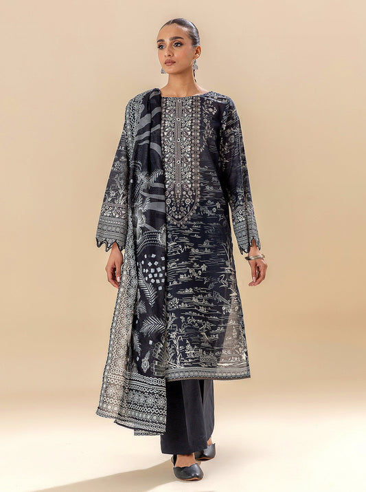 3 PIECE PRINTED LAWN SUIT-EBONY STREAMS BT-MORBAGH SU_24   
