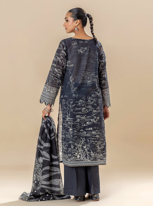 3 PIECE PRINTED LAWN SUIT-EBONY STREAMS BT-MORBAGH SU_24   