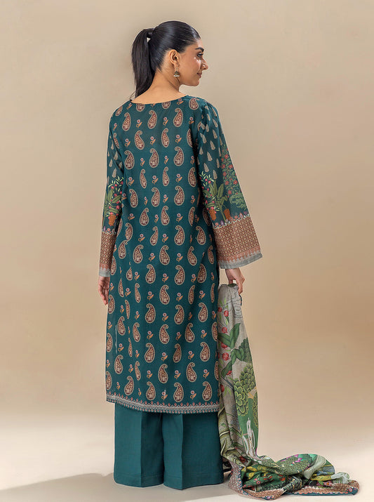 3 PIECE PRINTED LAWN SUIT-CHROME MEADOW BT-MORBAGH SU_24   