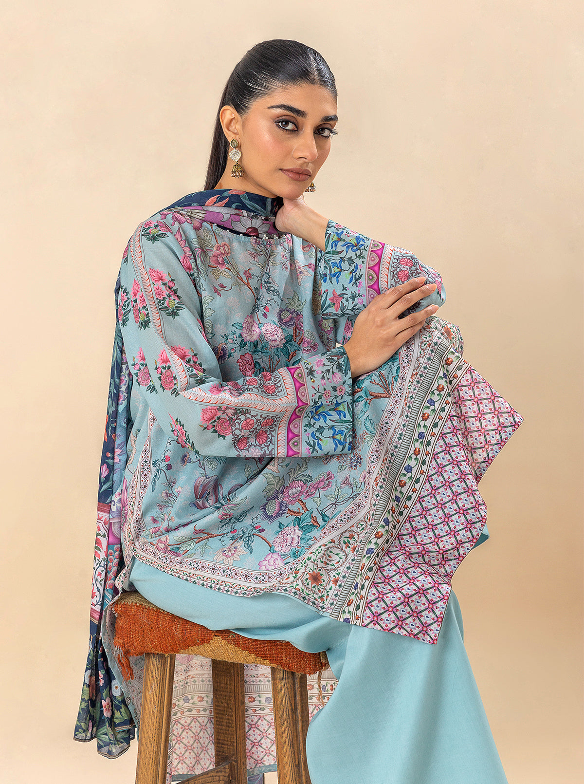 3 PIECE PRINTED LAWN SUIT-SOUL BLUE BT-MORBAGH SU_24   