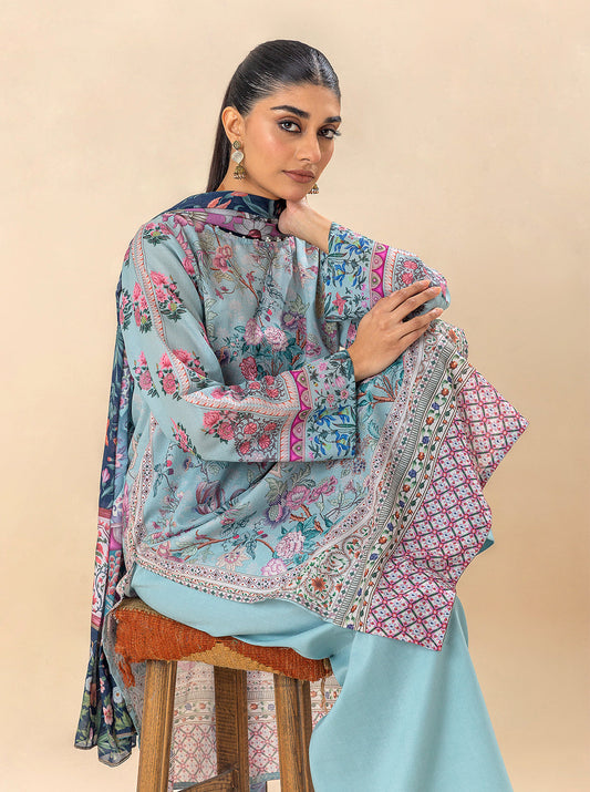 3 PIECE PRINTED LAWN SUIT-SOUL BLUE BT-MORBAGH SU_24   