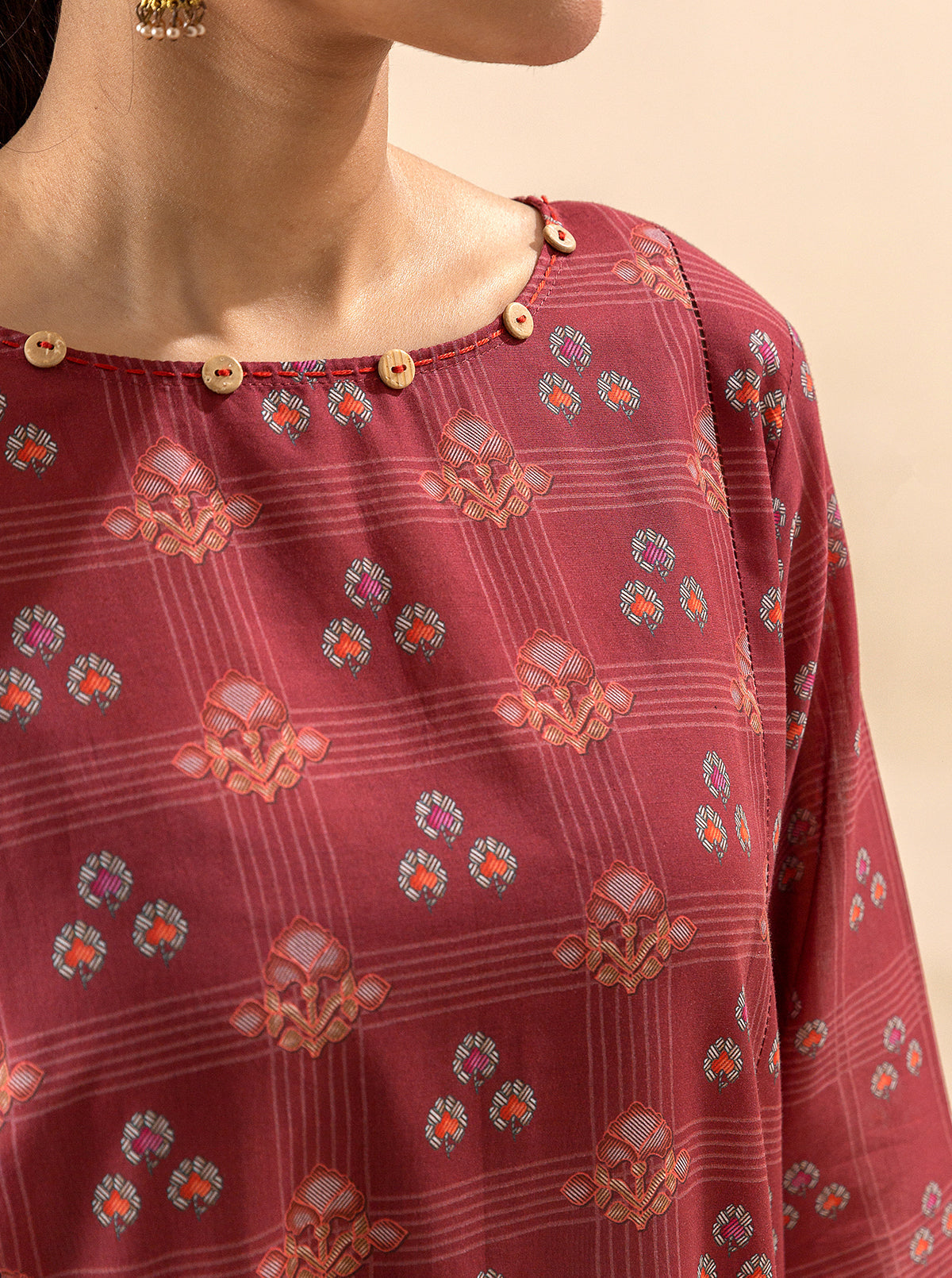 3 PIECE PRINTED LAWN SUIT-ROYALTY RED BT-MORBAGH SU_24   