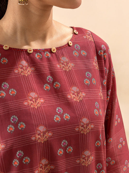 3 PIECE PRINTED LAWN SUIT-ROYALTY RED BT-MORBAGH SU_24   