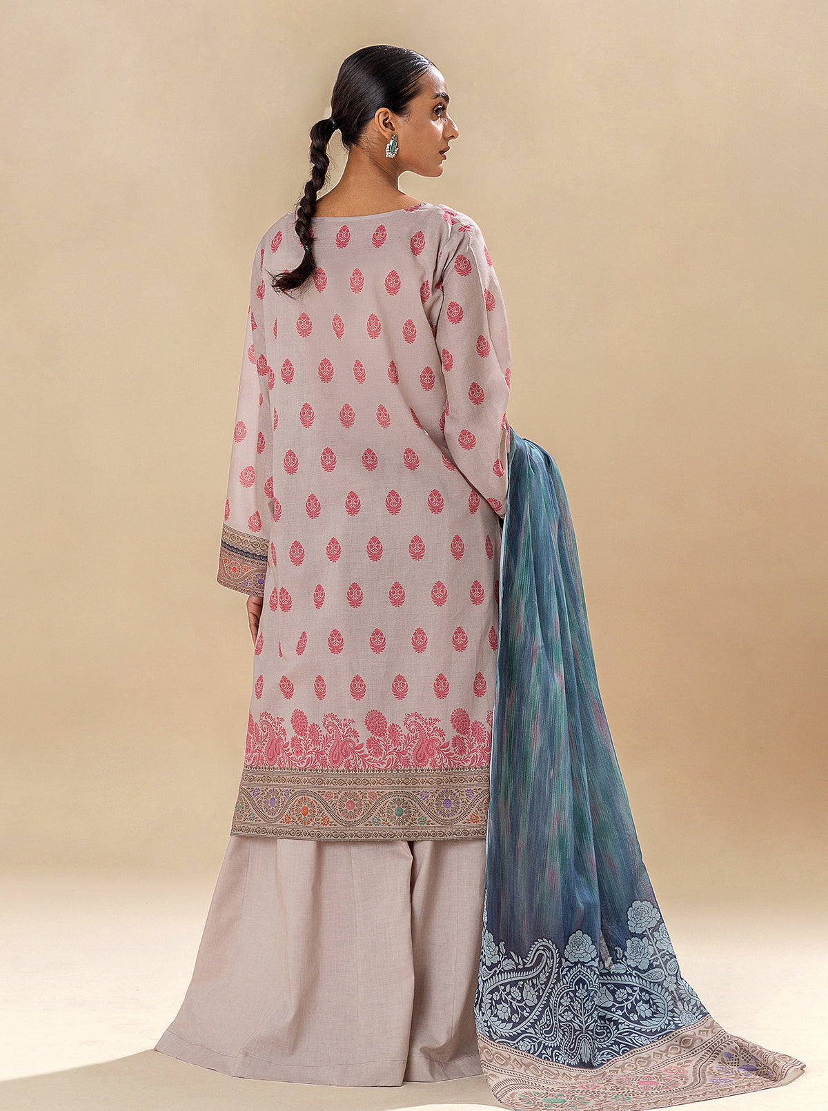3 PIECE PRINTED LAWN SUIT-PASSION PINK BT-MORBAGH SU_24   