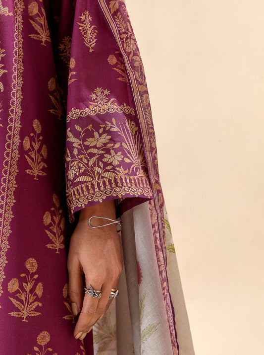 3 PIECE PRINTED LAWN SUIT-MAGENTA MOON MORBAGH SU_24   