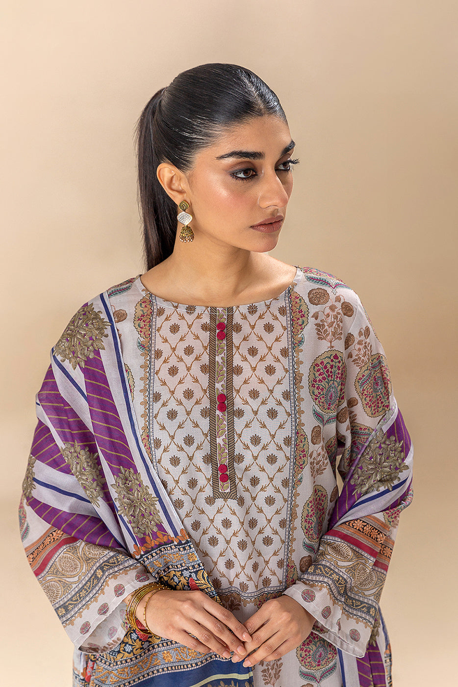 3 PIECE PRINTED LAWN SUIT-MUGHAL MELODY (UNSTITCHED)