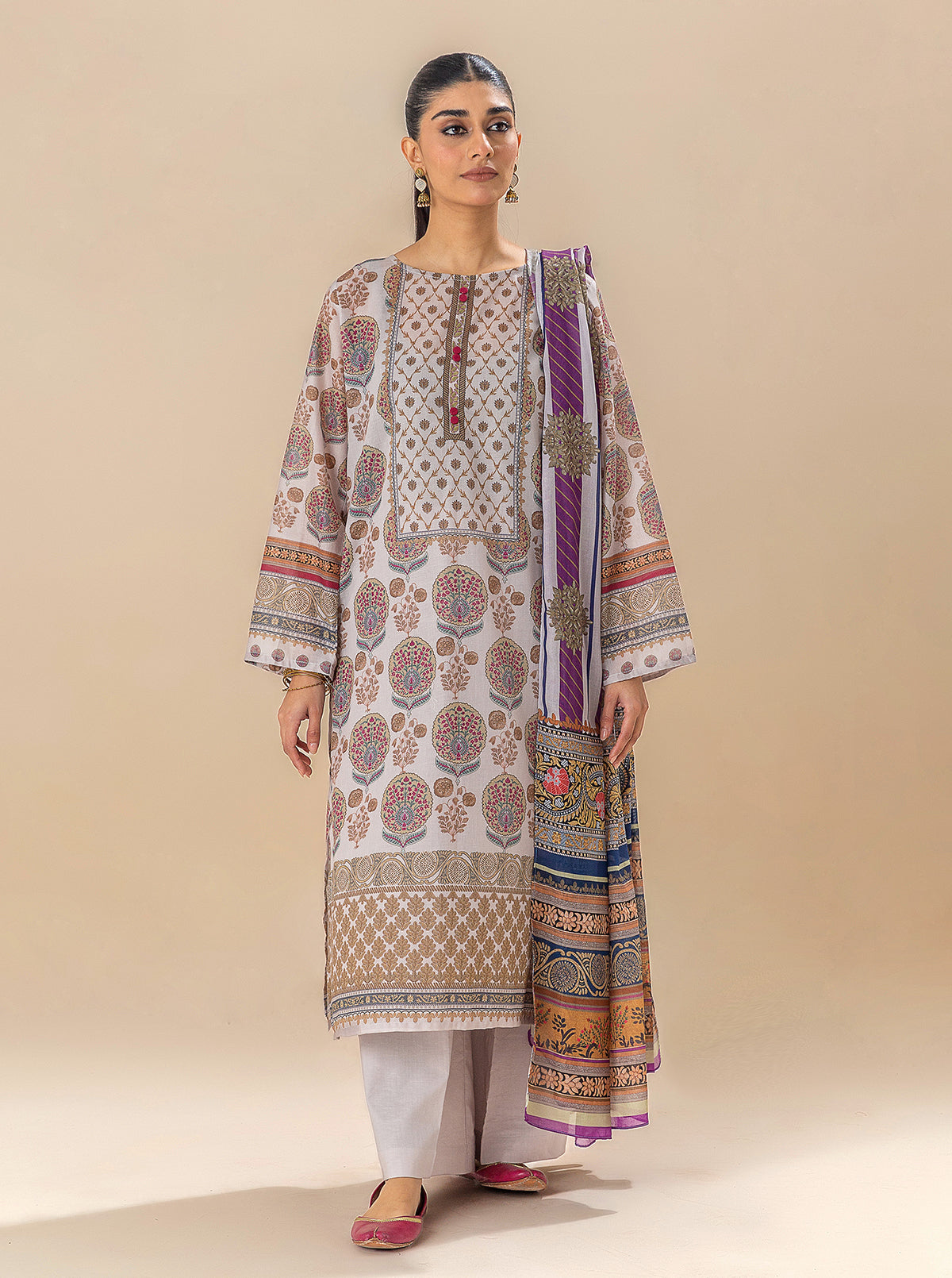 3 PIECE PRINTED LAWN SUIT-MUGHAL MELODY BT-MORBAGH SU_24   