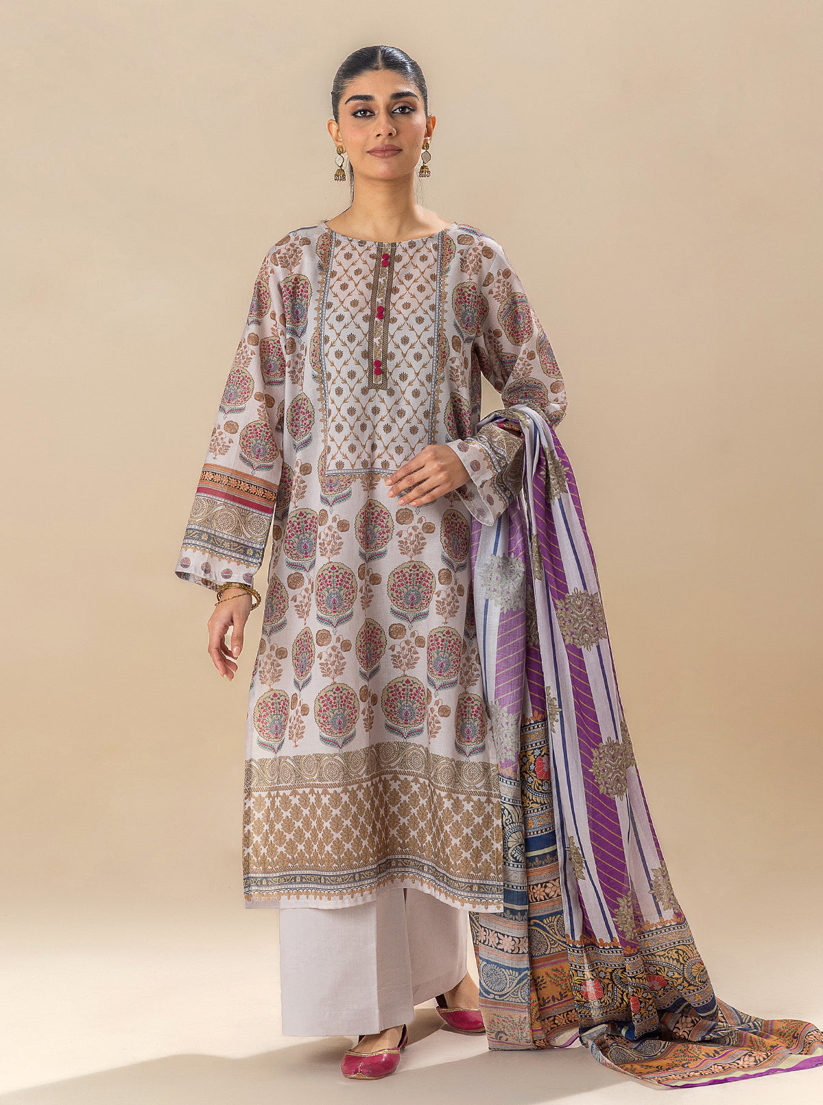 3 PIECE PRINTED LAWN SUIT-MUGHAL MELODY BT-MORBAGH SU_24   
