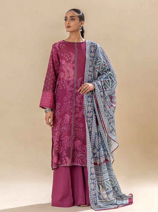 3 PIECE PRINTED LAWN SUIT-MULBERRY VOGUE (UNSTITCHED)