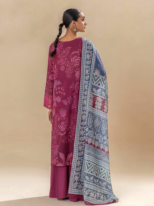 3 PIECE PRINTED LAWN SUIT-MULBERRY VOGUE (UNSTITCHED)