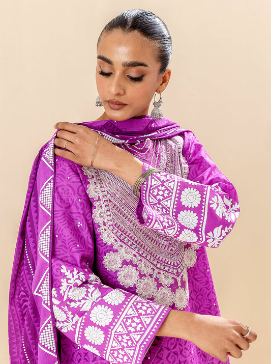 3 PIECE EMBROIDERED LAWN SUIT-CACTUS FLOWER BT-MORBAGH SU_24   