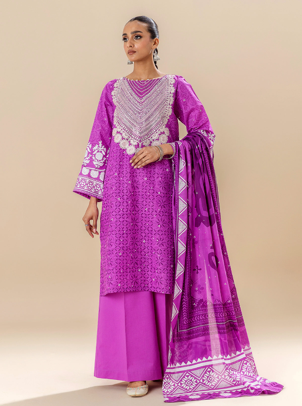 3 PIECE EMBROIDERED LAWN SUIT-CACTUS FLOWER BT-MORBAGH SU_24   