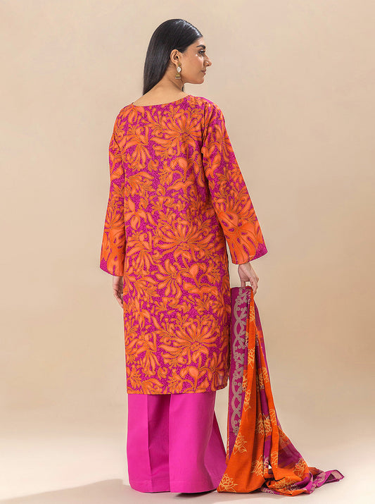 3 PIECE EMBROIDERED LAWN SUIT-VIVID FUSCHIA BT-MORBAGH SU_24   