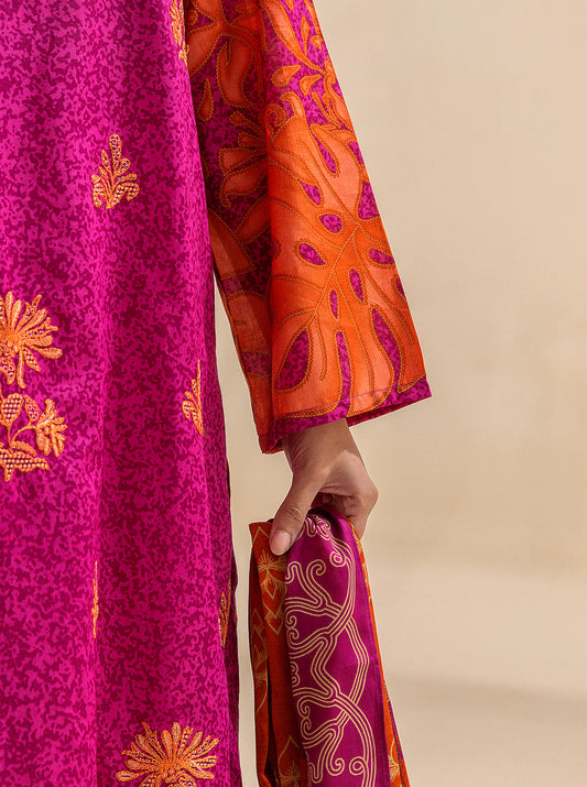3 PIECE EMBROIDERED LAWN SUIT-VIVID FUSCHIA BT-MORBAGH SU_24   