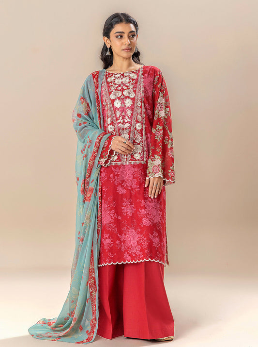3 PIECE EMBROIDERED LAWN SUIT-ROMANCE SEASON BT-MORBAGH SU_24   