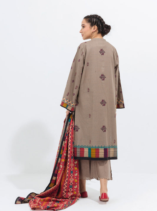 3 PIECE - PRINTED KHADDAR SUIT - TAUPE HUES MORBAGH WN_21   