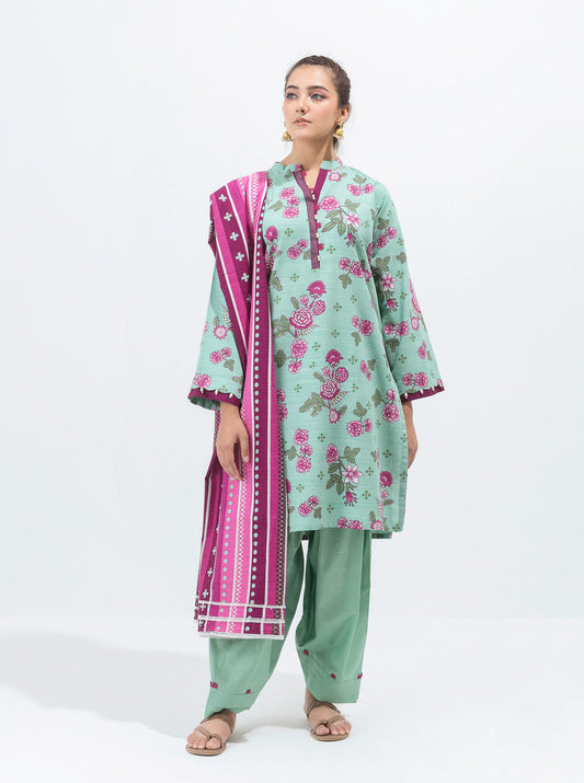 3 PIECE - PRINTED KHADDAR SUIT - INFINITE GARDENIA MORBAGH WN_21   