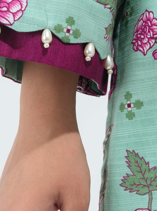 3 PIECE - PRINTED KHADDAR SUIT - INFINITE GARDENIA MORBAGH WN_21   