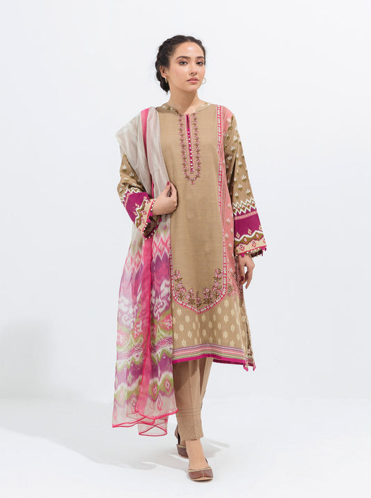 3 PIECE - PRINTED KHADDAR SUIT - DELICATE VINTAGE MORBAGH WN_21   