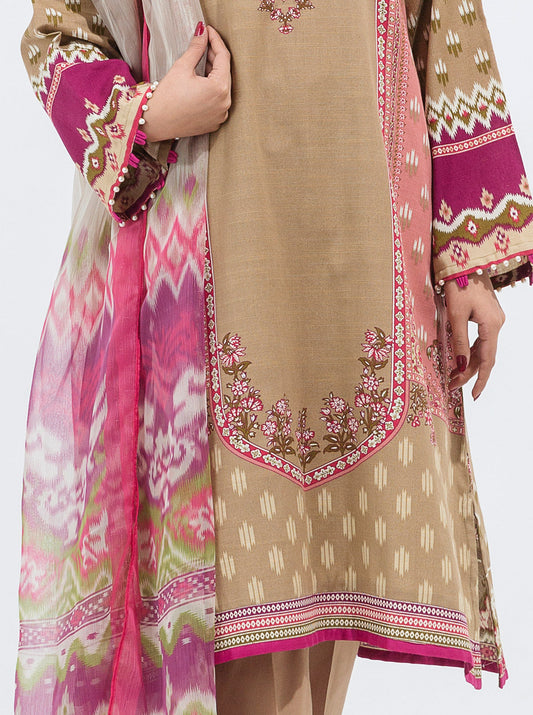 3 PIECE - PRINTED KHADDAR SUIT - DELICATE VINTAGE MORBAGH WN_21   