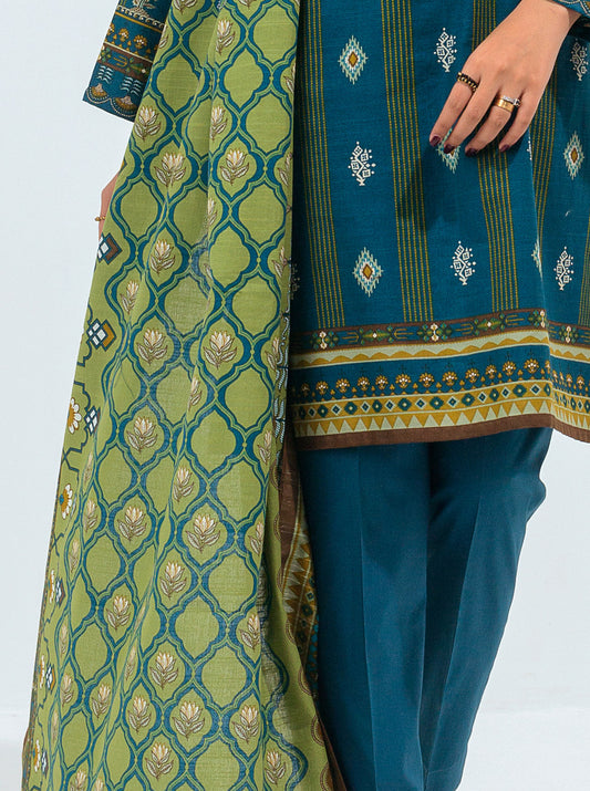 3 PIECE - PRINTED KHADDAR SUIT - INDIGO OPAL MORBAGH WN_21   