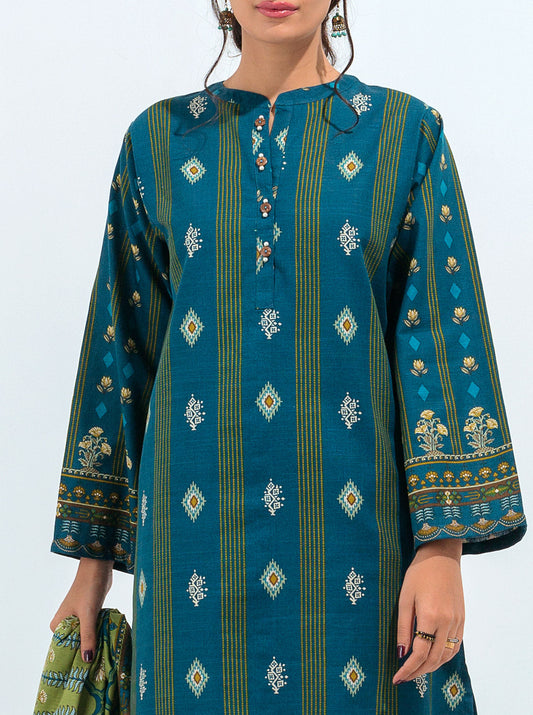 3 PIECE - PRINTED KHADDAR SUIT - INDIGO OPAL MORBAGH WN_21   