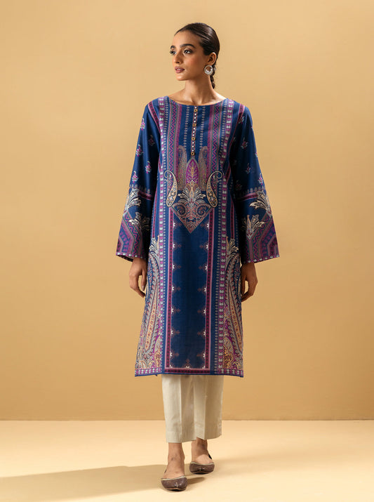 1 PIECE - PRINTED KHADDAR SHIRT - SILVER SLATE MORBAGH WN_22   